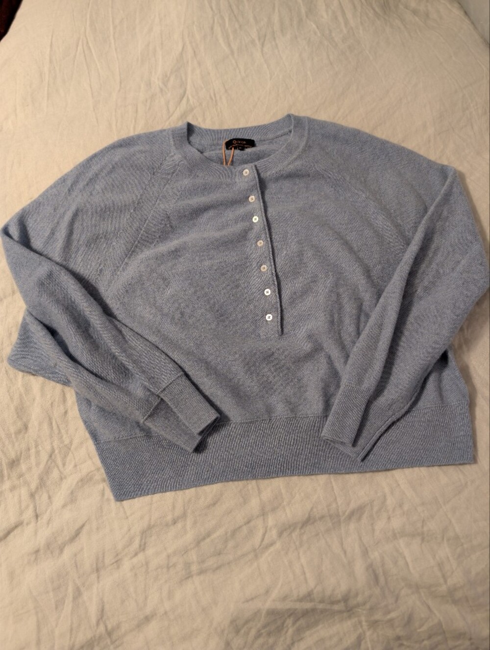 Quince NWT Faded Denim Blue Button-Front Cashmere Dolman Sweater XL
